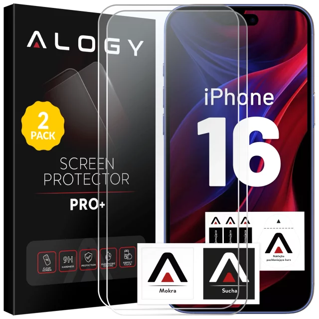 2x Tempered Glass for Apple iPhone 16 Screen Protector 9H Alogy Heavy Pro ™️ [2pcs]