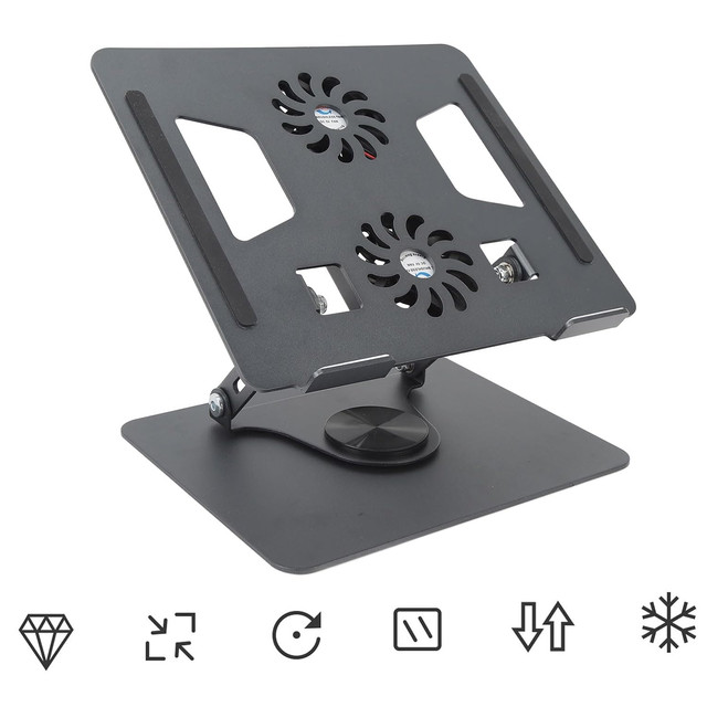 Stojanový stojan na notebook stůl 17,3" nastavitelný 360 chladící skládací hliník 25 x 21,7 cm Alogy Graphite