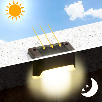 LED solar garden lamp for terrace, balcony, stairs, balustrade with dusk sensor, AAA battery, black