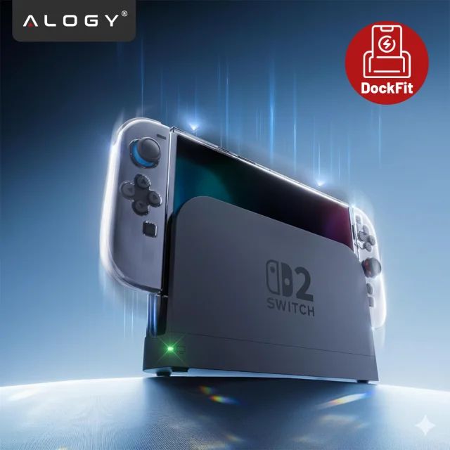 Etui ochronne do Nintendo Switch 2 (2025) – mocna, odporna obudowa z otworem na stopkę, twarda konstrukcja, idealne dopasowanie – Alogy Hard Case™ Przezroczyste