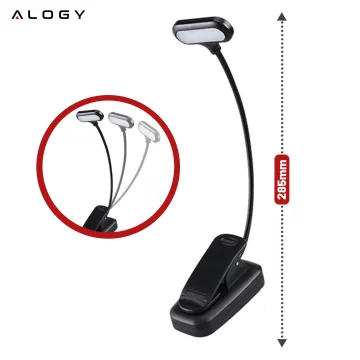 Alogy LED Clip Desk Lamp Cordless Rechargeable Reading Black