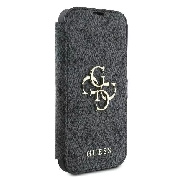 Guess 4G Metall-Logo-Schutzhülle für iPhone 16 (6,1 Zoll) – Schwarz