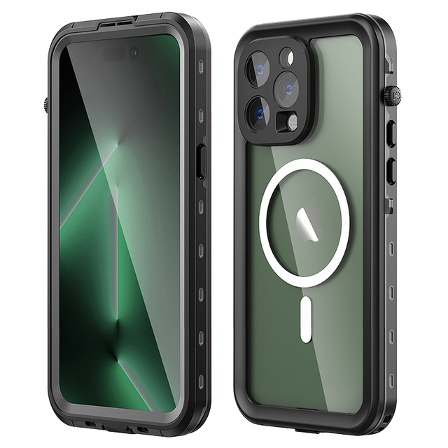 Etui Wodoodporne Alogy IP68 Case z przezroczystym tyłem Pancerna obudowa 360 do MagSafe do Apple iPhone 14 Pro