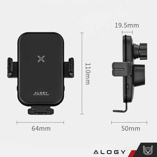 Alogy Fast Charging držák do auta s 15W indukční Qi nabíječkou automatická pro auto na síti rychlé nabíjení černý