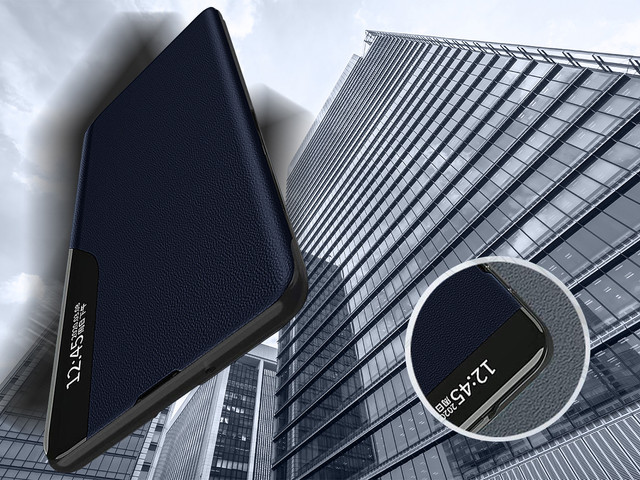 Flip Wallet Alogy Leder Smart View Cover Samsung Galaxy A52 5G / A52s Marineblau