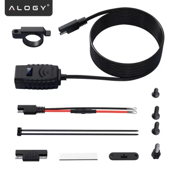 Motocyklová nabíječka Alogy MotoCharge Pro™ s displejem, rychlé nabíjení 36 W PD QC 3.0, porty USB-A a USB-C, vodotěsná a odolná, černá