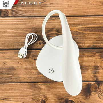 LED-Schreibtischlampe für Schreibtisch, Touch, Touch, Schule, USB, stehend, Nacht, kabellos, flexibel, Alogy, Weiß