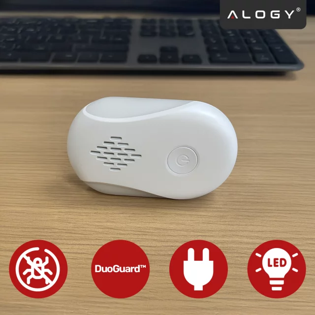 Pest Deterrent for 250 m2 Ultrasonic Nest, Anti-Insect, Mosquito, Fly, Mice, Cockroach, Chemical-Free, DuoGuard™ Alloys – White