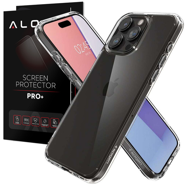 Case for iPhone 15 Pro Max Spigen Ultra Hybrid Case, back cover, Crystal Clear Glass