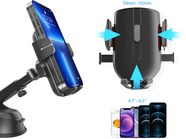 Alogy 2v1 držák telefonu na okno do auta pro mřížku palubní desky černý kabel USB-C 2,4A 1m