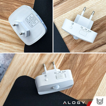 2x LED night lamp with motion sensor for EU socket, 3 light colors Alogy Night Light White