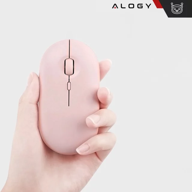 Alogy Wireless Mouse Ergonomic Small Mouse for Laptop PC Bluetooth 2.4GHz Silent Pink