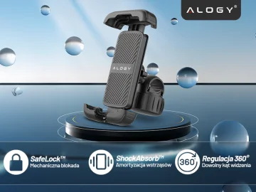 Fahrrad-Telefonhalter 4,7–6,8 Zoll für Telefon, Fahrradlenker für Fahrrad, Motorrad, verstellbar, Alogy Sport, Schwarz