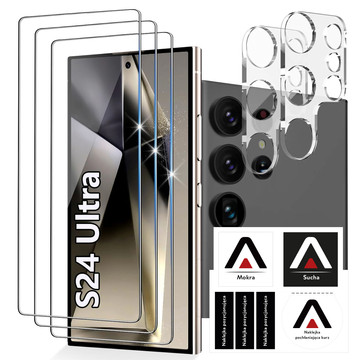 Tvrzené sklo pro Samsung Galaxy S24 Ultra 3x ochranná fólie na displej 2x čočka objektivu fotoaparátu Pro 9H Alogy Glass Set