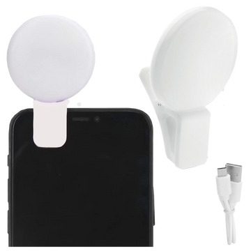 Alogy Mini Selfie Ring LED Light Clip pro nahrávání telefonu s klipem Bílá