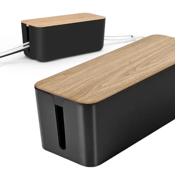 Organizér box na kabely lišty box M stůl podlaha Alogy BOX dřevo Černý