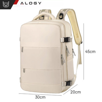 Women's Laptop Backpack Travel Suitcase Luggage for Plane Work School 45x30x20cm Alogy Beige