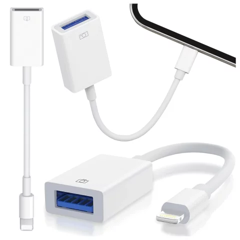 Przejściówka Adapter USB OTG USB-A 3.0 do Lightning, Kabel do iPhone i iPad, Obsługa Pendrive, Szybki Transfer Danych, Alogy OTGLink™ – Biały