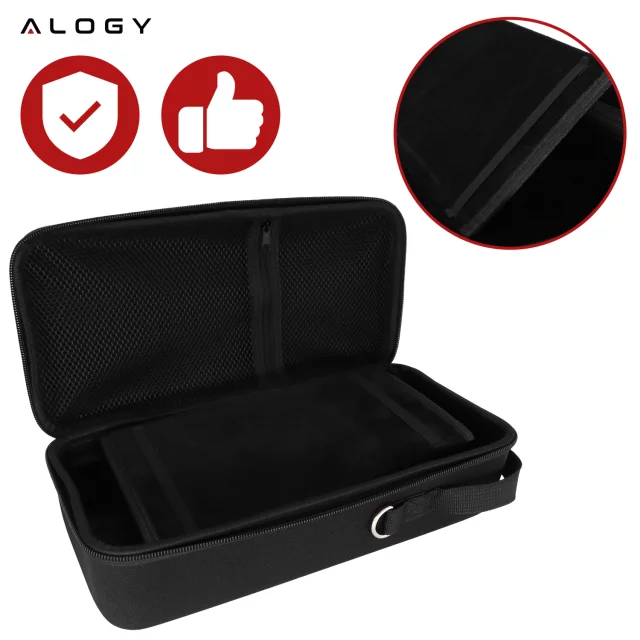 Nintendo Switch 2 2025 Case Protective Bag Large Hard EVA Case, Case, Waterproof, Lightweight, with Handles Alogy HardFoamBag™ - Black 2X TEMPERED GLASS