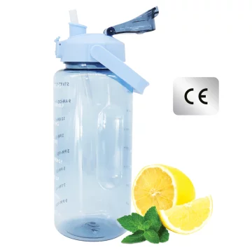 Large glass bottle water bottle drinking drinks Alogy Motivational measuring cup 1l 1000ml silicone case Olive