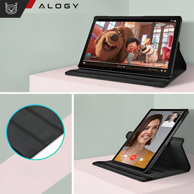Case for Samsung Galaxy Tab A9 Plus 2023 11" (X210/X215/X216) Swivel Cover Tablet Flip Cover Case Alogy Black Glass