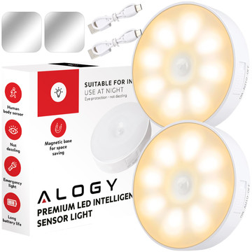 2x Lampa LED pohybový senzor soumrak noční lampa Alogy Sensor Light Bezdrátové osvětlení nábytku Teplé světlo 3000k