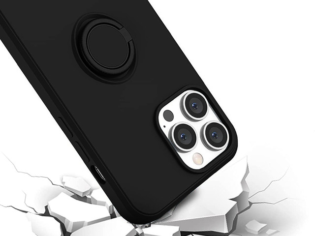 Silikonové pouzdro Ring Ultra Slim Alogy pro Apple iPhone 13 Pro Max Black Glass