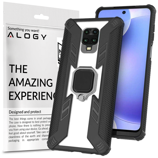 Pancerne Etui Alogy Ring Carbon Halter für Xiaomi Redmi Note 9S/ Pro/ Max