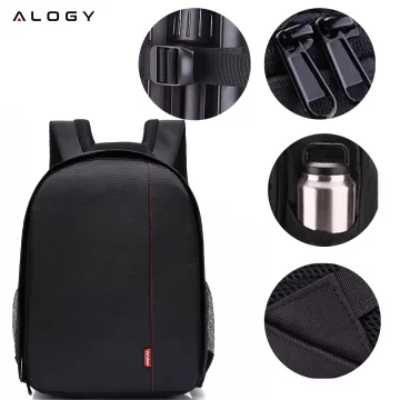 Wasserdichter Rucksack Alogy Tasche für Kamera Fotoausrüstung und Zubehör geräumig Schwarz und Rot