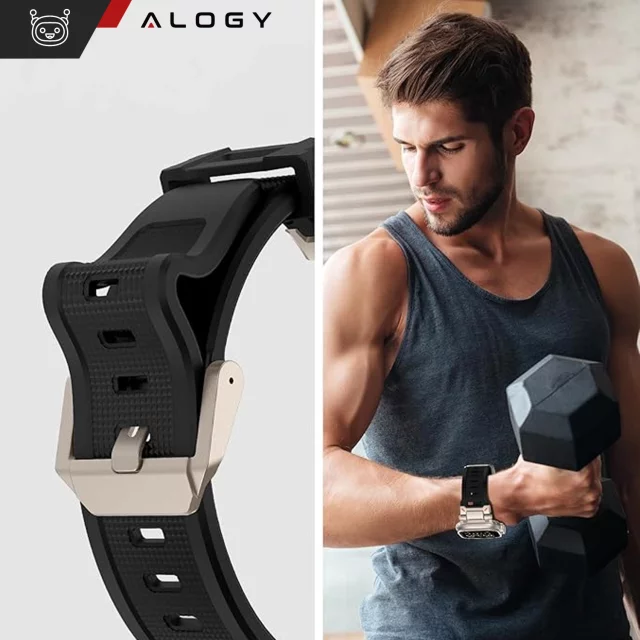 Alogy Luxus-Metall-TPU-Armband für Apple Watch 42/44/45/49 mm, Schwarz
