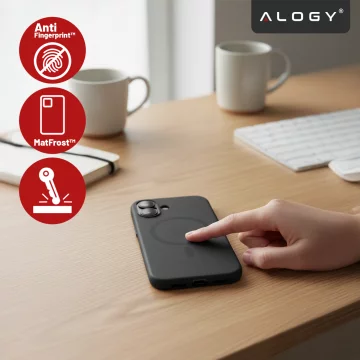 Hülle für Apple iPhone 16 Pro Max Alogy MagSafe Hybrid Matte Case Matte Cover mit Linsenschutz Schwarz