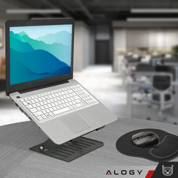 Laptop holder Macbook tablet 17" stand stand foldable adjustable aluminum for desk 25 x 21.5cm Alogy Graphite