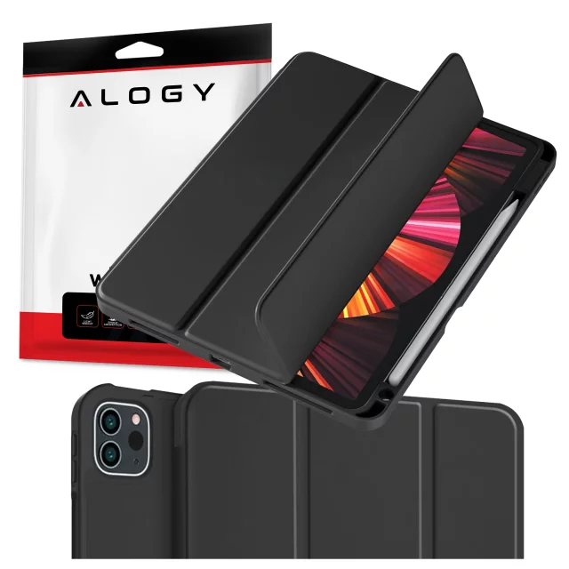 Alogy Book Cover Pencil Case Schutzhülle mit Stifthalter für Apple iPad Air 4 2020 / Air 5 2022 10,9 Zoll, Schwarz
