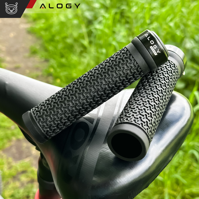 Gripy na kolo, ergonomické rukojeti řídítek, pro MTB kolo Alogy Sport, černá [2 ks]