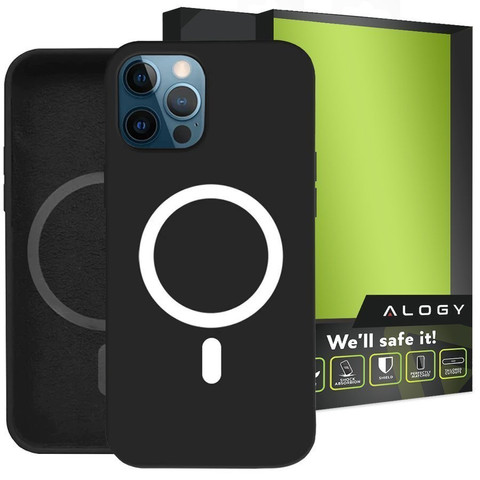Mag Safe Alogy Hülle für Qi-Ladegeräte für iPhone 12 Pro Max Schwarz