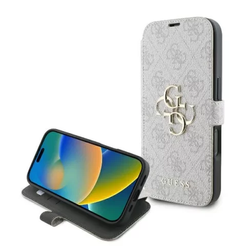 Guess 4G Metal Logo Book Case iPhone 16 Pro Max – Pink ze standem