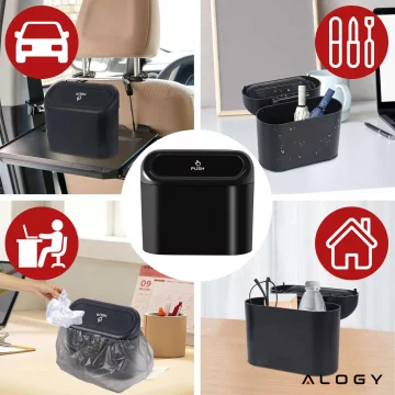 Organizér na odpadkový koš do auta mini malý přenosný odpadkový koš do auta auta home Alogy black