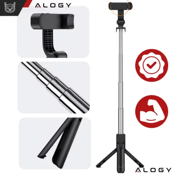 Selfie tyč stativ Stativový držák telefonu Alogy Tripod selfie tyč Bluetooth 360 dálkové ovládání Black