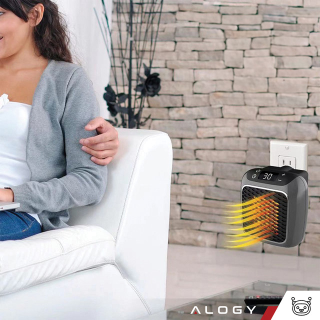 Powerful Mini Electric Heater Farelka Fan Heater for Socket Contact Pilot 800W Heater Heater EU Alogy Gray