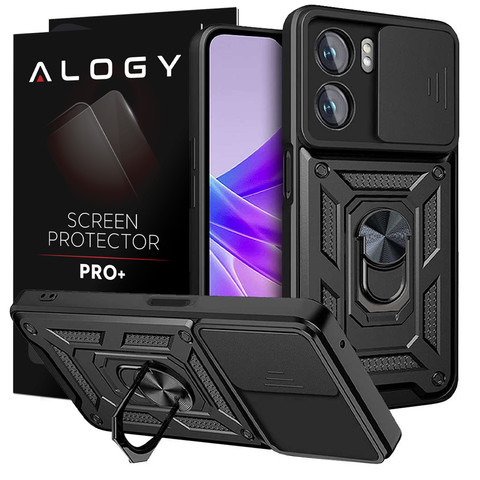 Pouzdro Alogy Camshield Stand Ring s krytem fotoaparátu pro sklo Oppo A57 5G / A77 5G