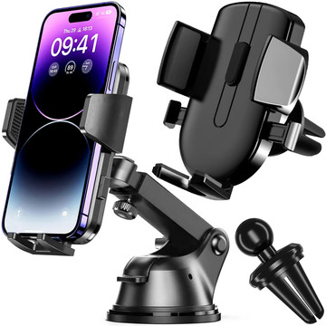 Držák telefonu do auta 2v1 Alogy na čelní sklo k mřížce palubní desky Black