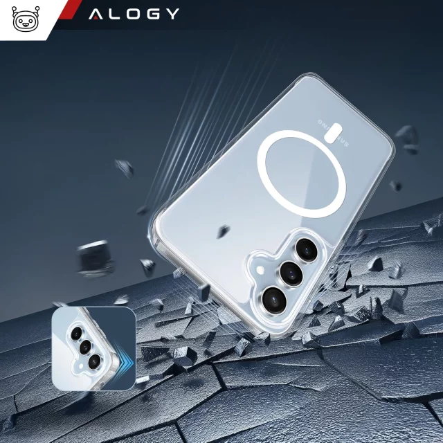 Etui do Samsung Galaxy S25 obudowa ochronna na telefon Alogy HybridMag™️ Case do MagSafe Przezroczyste + Szkło