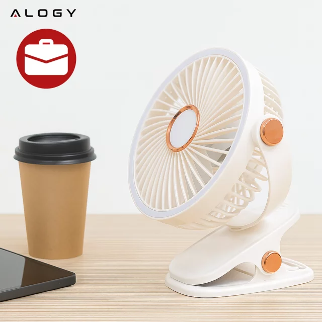 Ventilátor Větrník Větrník Přenosný klip Alogy Stolní dětský kočárek Akumulátorový bílý