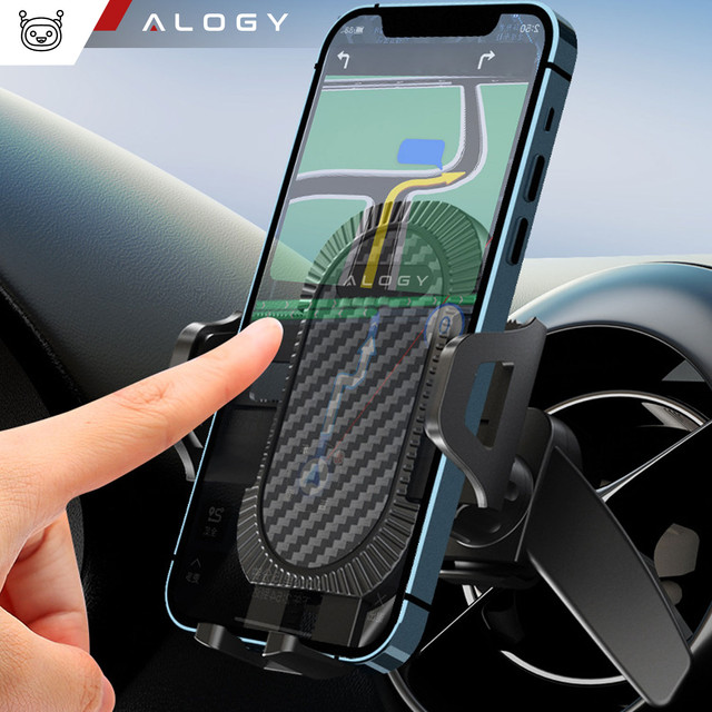 Alogy 3v1 držák telefonu do auta na okno okno na palubní desku mřížka kokpit černý kabel USB-C 2,4A 1m