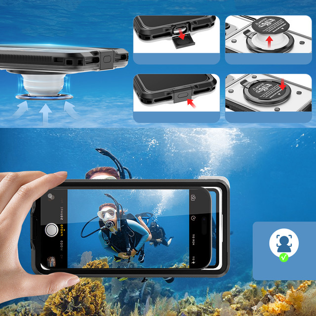 Wasserdichte IPX68 wasserdichte Hülle universell für Telefone bis zu 6,9 Zoll Hülle Wasserhülle Alogy Lanyard Schwarz