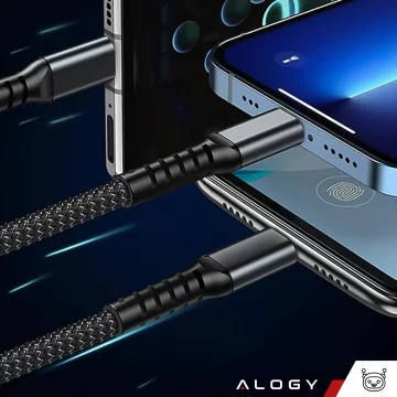 120cm Alogy 3in1 Fast Charging Charging Cable 100W USB to USB-C Micro Lightning Black