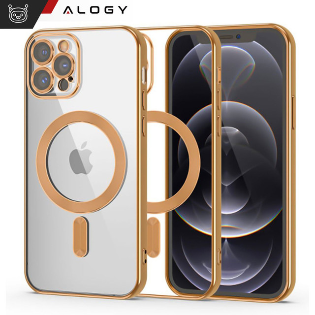 MagSafe Hülle für Apple iPhone 14 Pro Alogy Glamour Luxus Ringgehäuse Gold-transparent