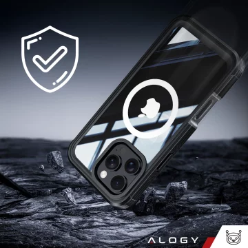 Schutzhülle für Apple iPhone 16 Pro Max Alogy Shield360 MagCase™️ mit MagSafe-Funktion, inklusive Display- und Kameraschutz, Schwarz