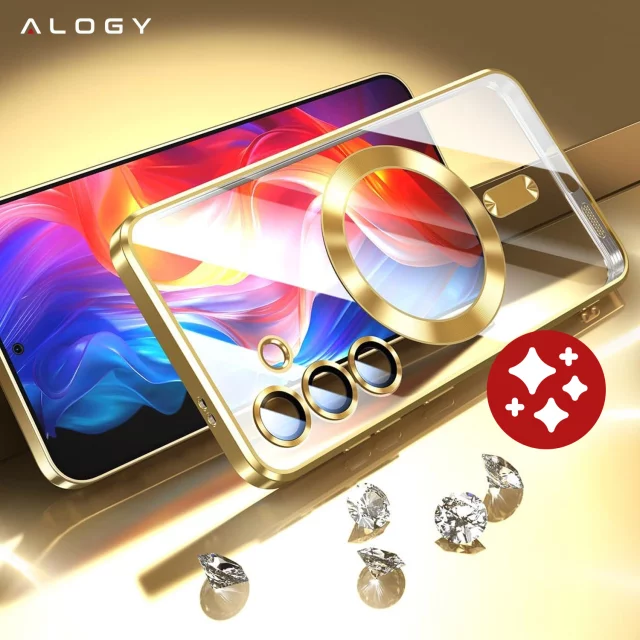 MagSafe Case for Apple iPhone 16 Pro Max Alogy Glamour Luxury Ring Case Gold-Transparent