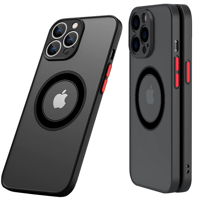 Apple iPhone 13 Pro Max Hülle Alogy Hybrid Mag Case für MagSafe mit Kameraschutz Mattschwarzes Qi-Ladegerät